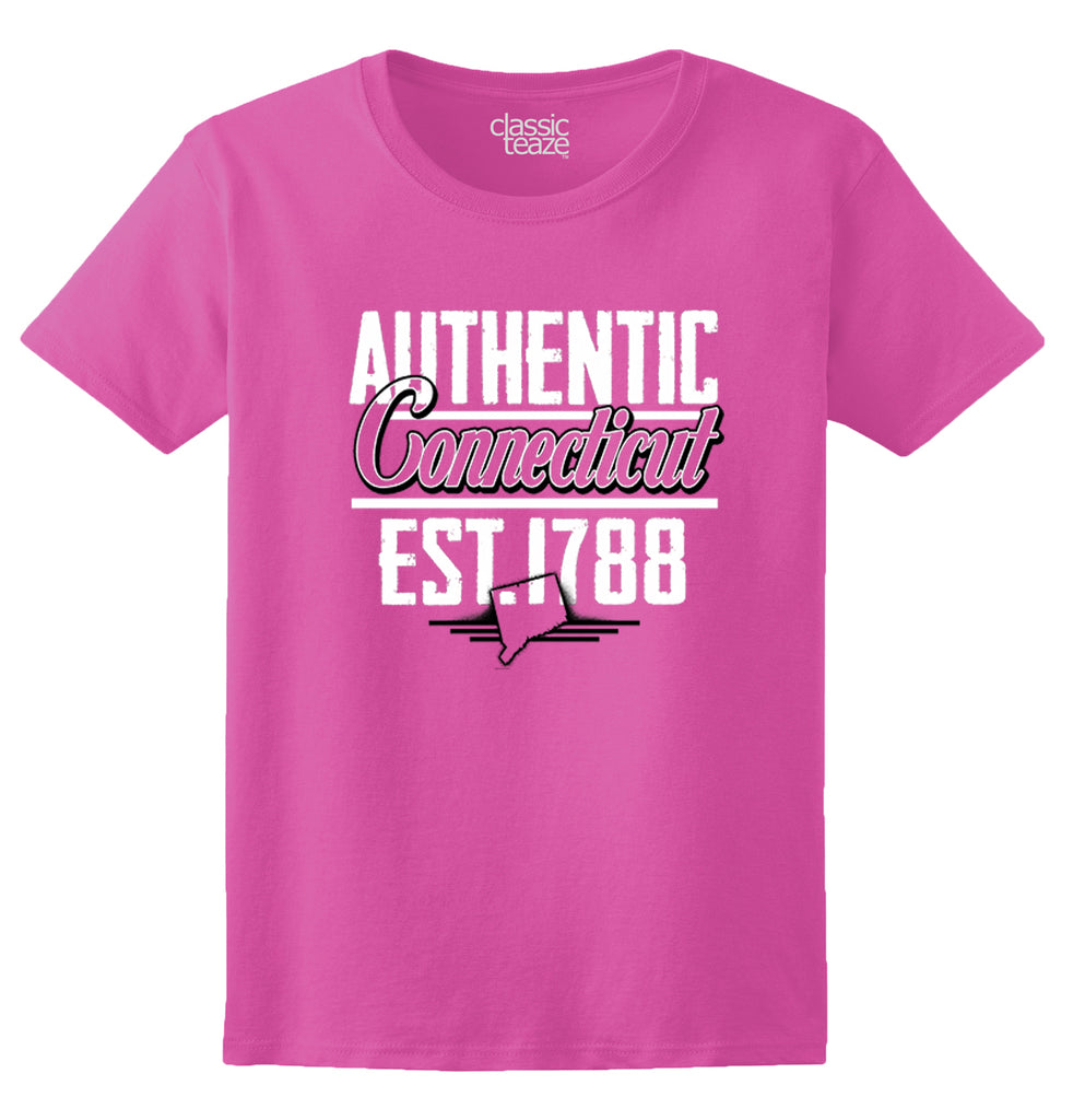 Connecticut State - Map Printed Missy Fit T-Shirt