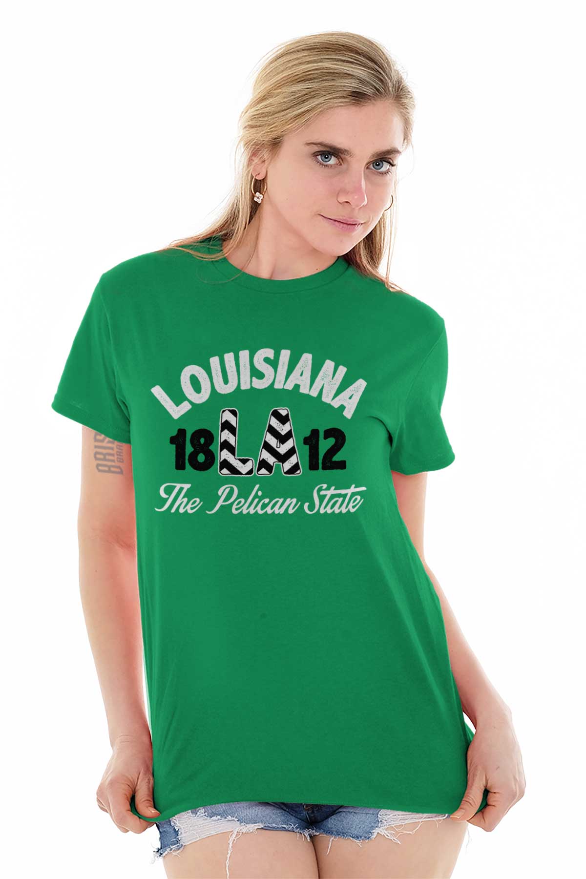 Brisco USA Louisiana State - Chevron Printed T-Shirt Royal / Medium